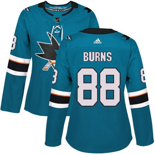 Adidas San Jose Sharks 88 Brent Burns Teal Home Authentic Women Stitched NHL Jersey